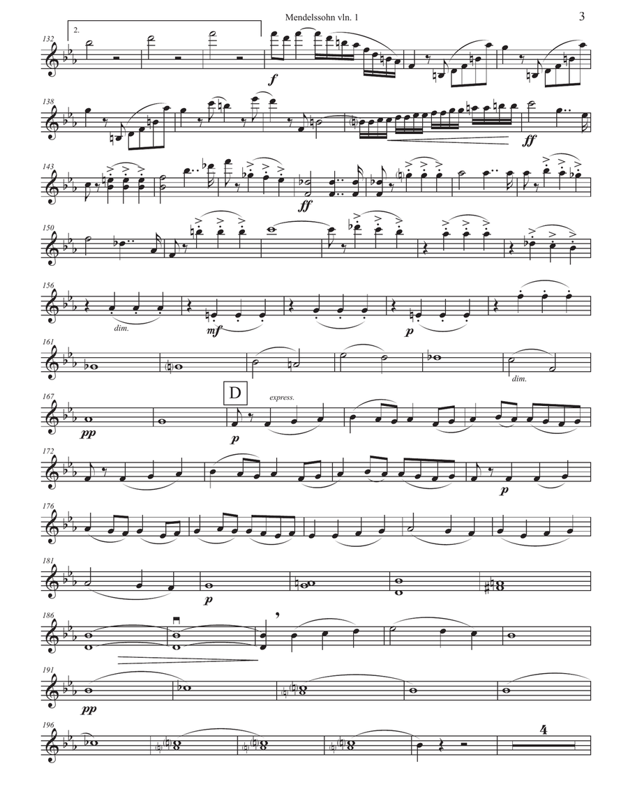 Mendelssohn Octet arr. for String Quartet op. 20 in Eb String Quartet scores gallery preview page 3