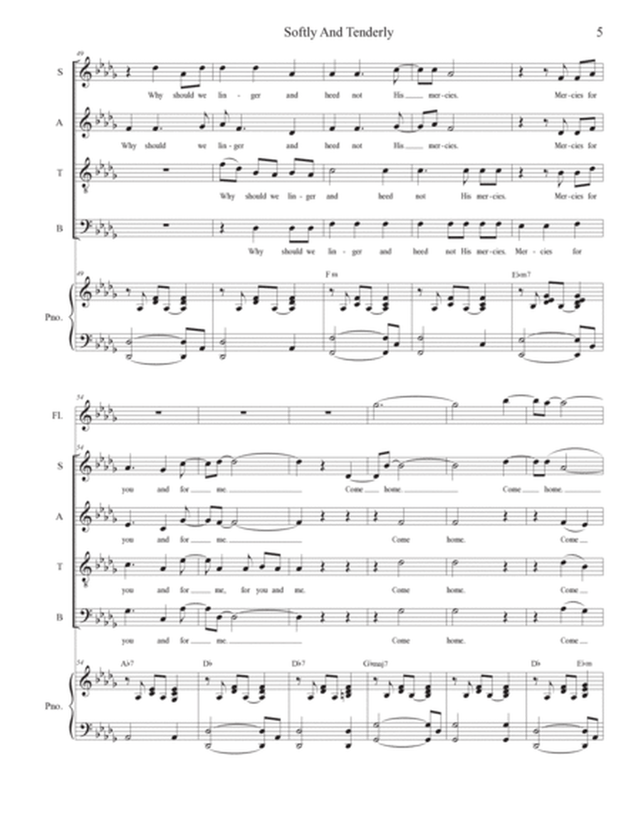 Softly And Tenderly (SATB) image number null