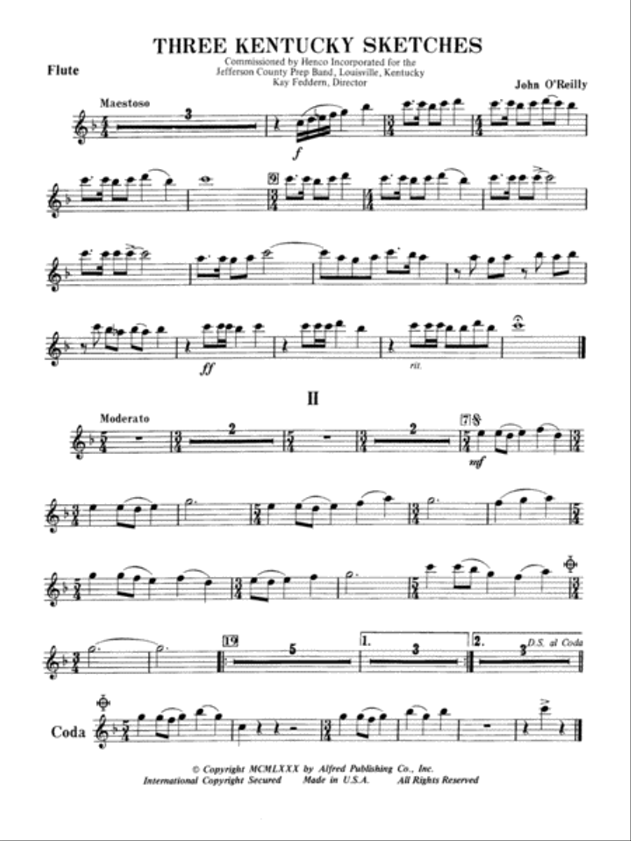 Three Kentucky Sketches: Flute Concert Band scores gallery preview page 1