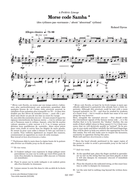 Les 100 de Roland Dyens - Morse code Samba