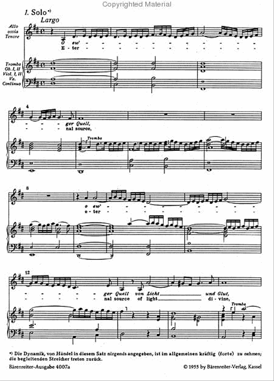 Ode for the Birthday of Queen Anne HWV 74 'Friedensode' 4-Part scores gallery preview page 3