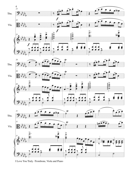 I LOVE YOU TRULY (Trio – Trombone, Viola, and Piano with Score and Parts) image number null