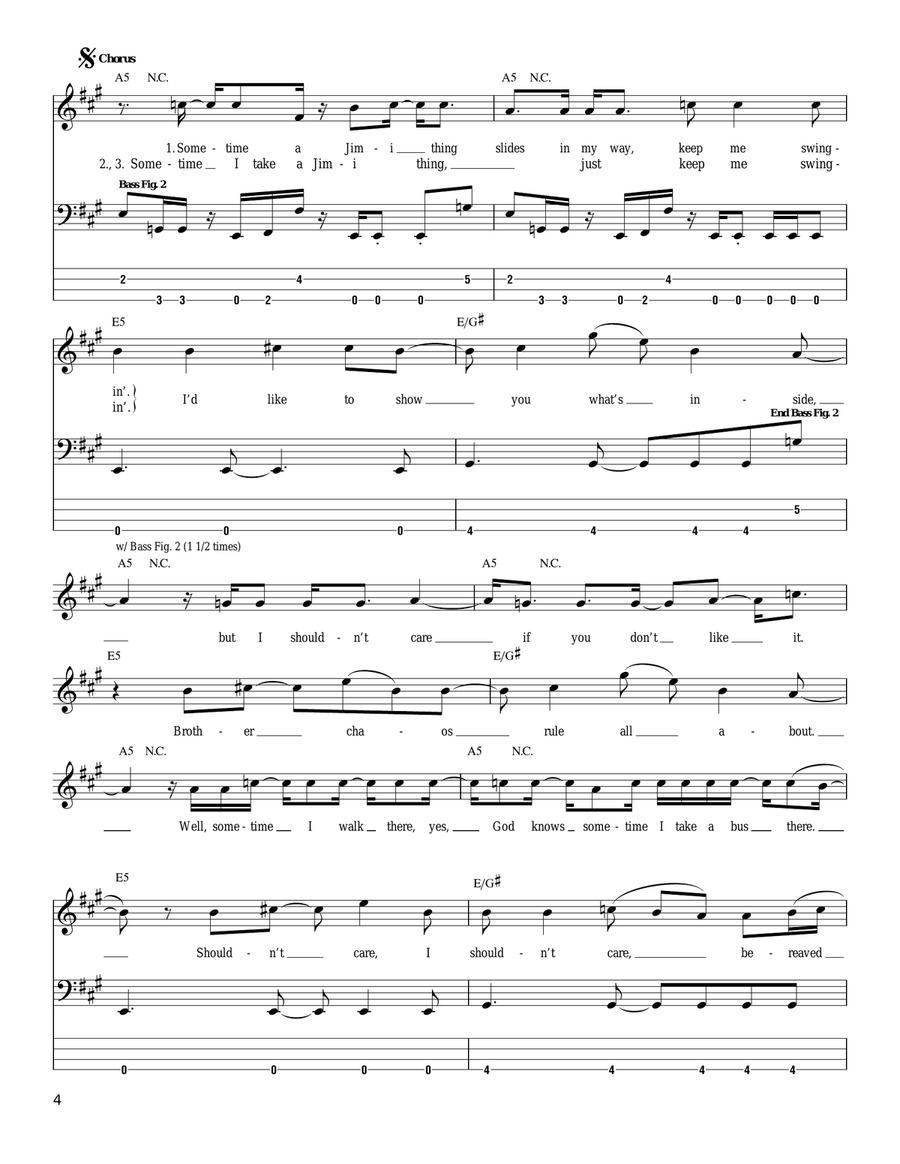 Jimi Thing Bass Guitar Tablature scores gallery preview page 4