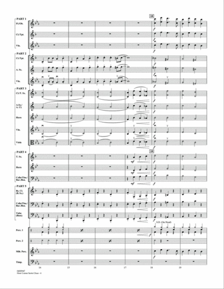 Here Comes Santa Claus (Right Down Santa Claus Lane) - Conductor Score (Full Score) Concert Band scores gallery preview page 4