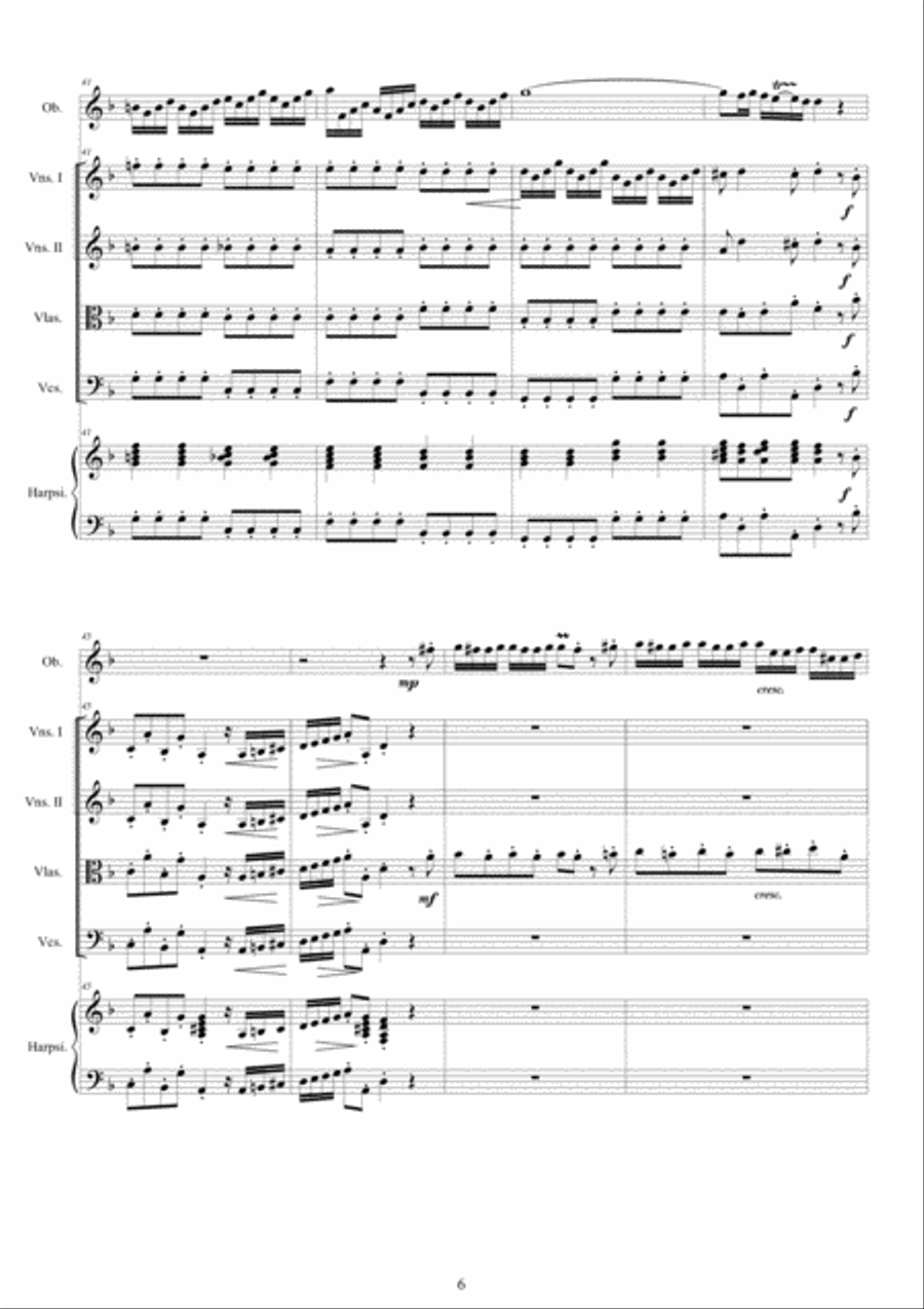 Marcello - Oboe concerto in D minor for Oboe, Strings and Continuo - Score and Parts String Orchestra scores gallery preview page 6