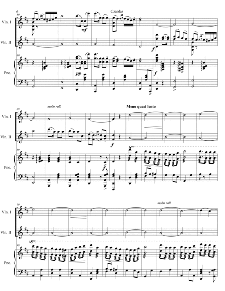 Vittorio Monti - Czardas arr. for 2 violins and piano (score and parts) Piano Trio scores gallery preview page 6