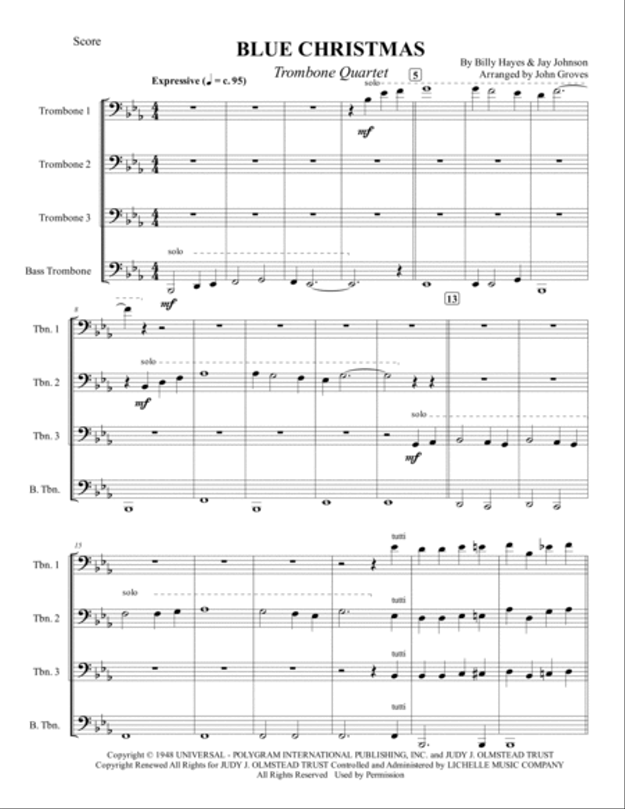 Blue Christmas Brass Quartet scores gallery preview page 2