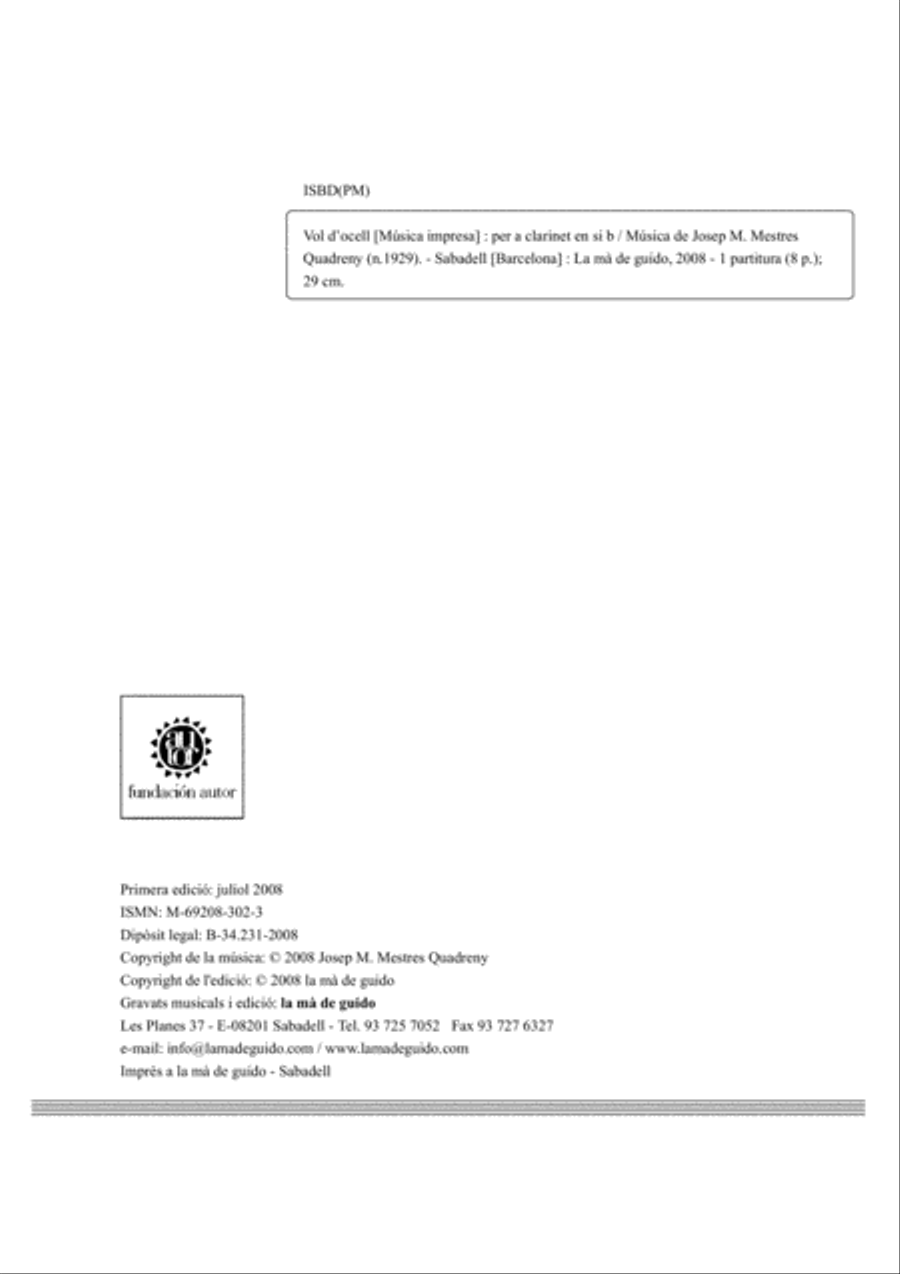 Vol d'ocell davant el sol Clarinet Solo scores gallery preview page 4