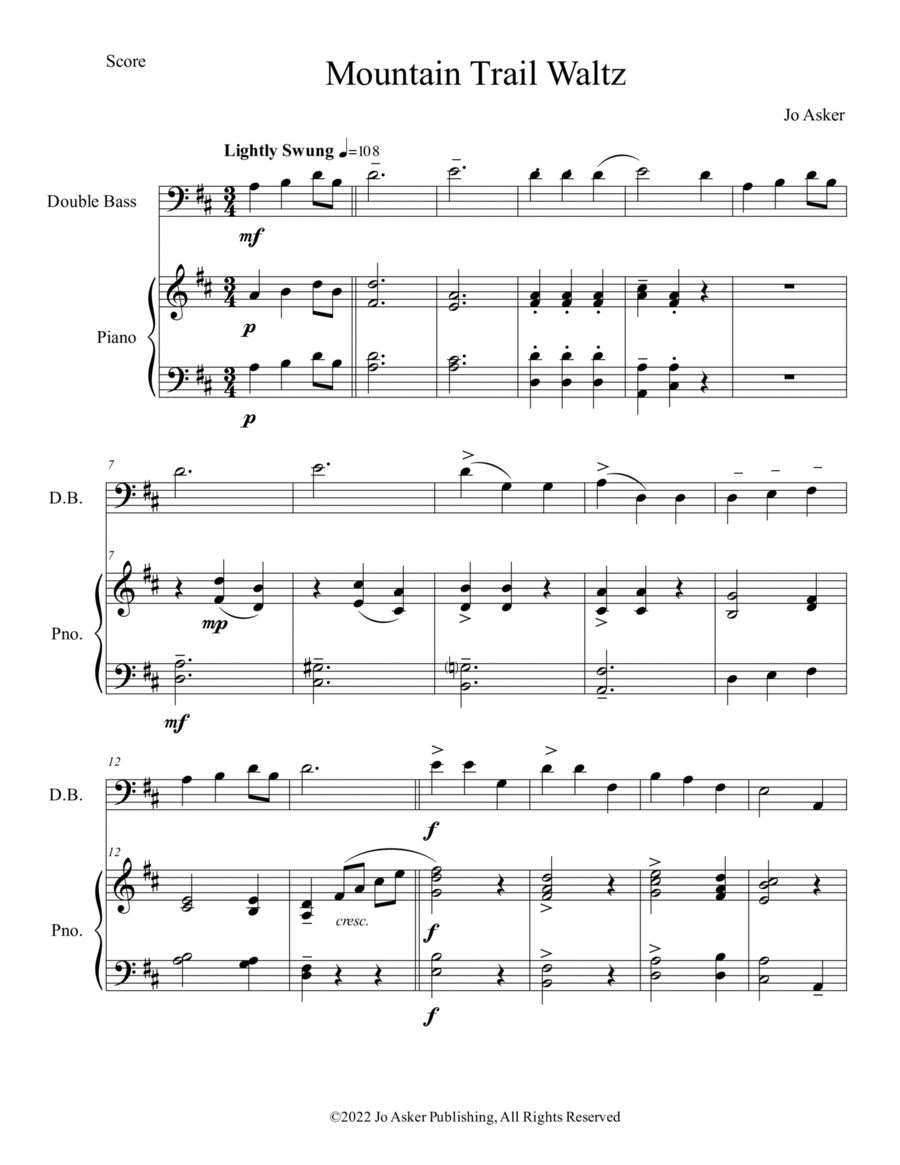 Mountain Trail Waltz Double Bass scores gallery preview page 1