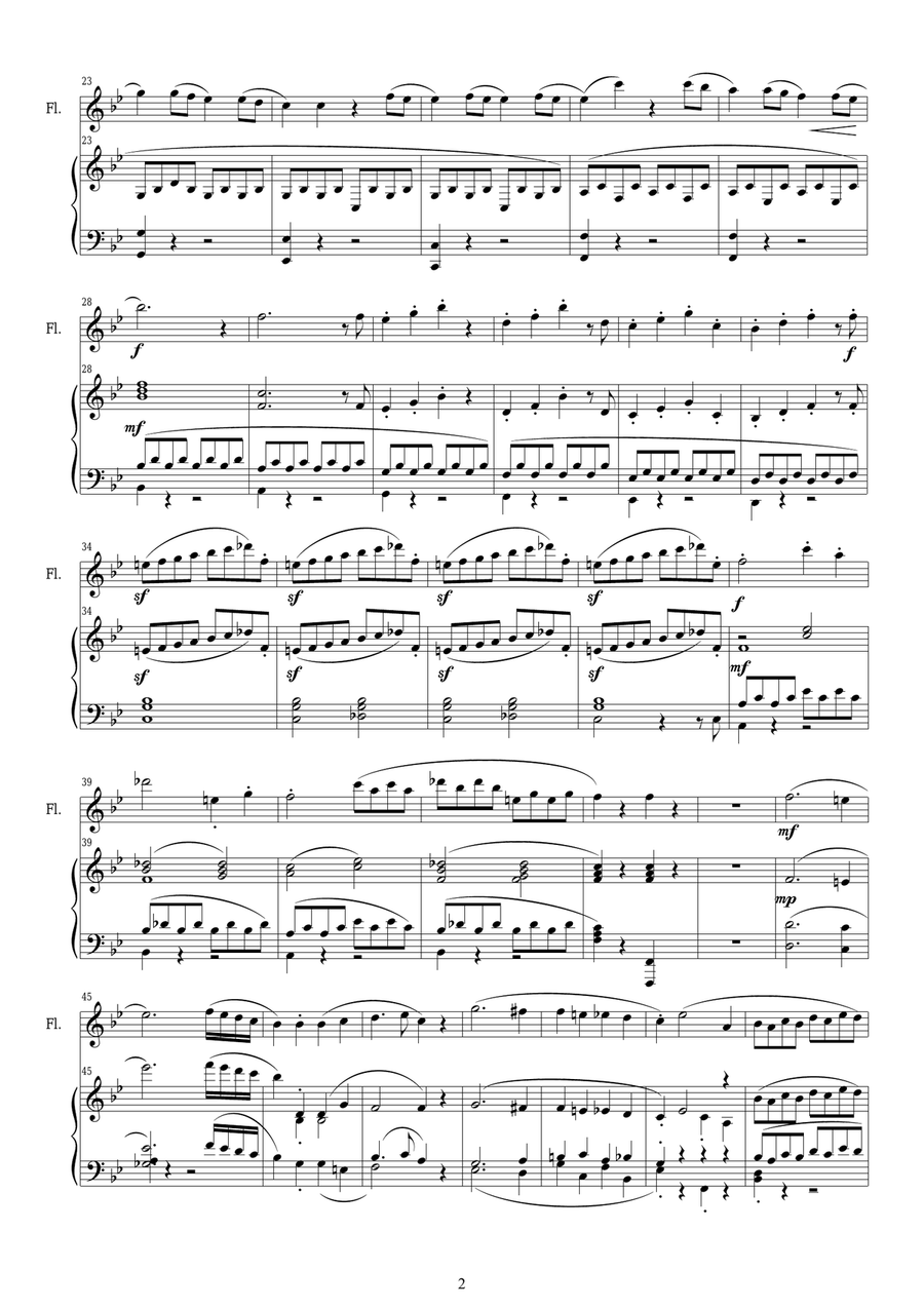 Mozart - Full Symphony in G minor No.40 K.550 for Flute and Piano Flute Solo scores gallery preview page 2
