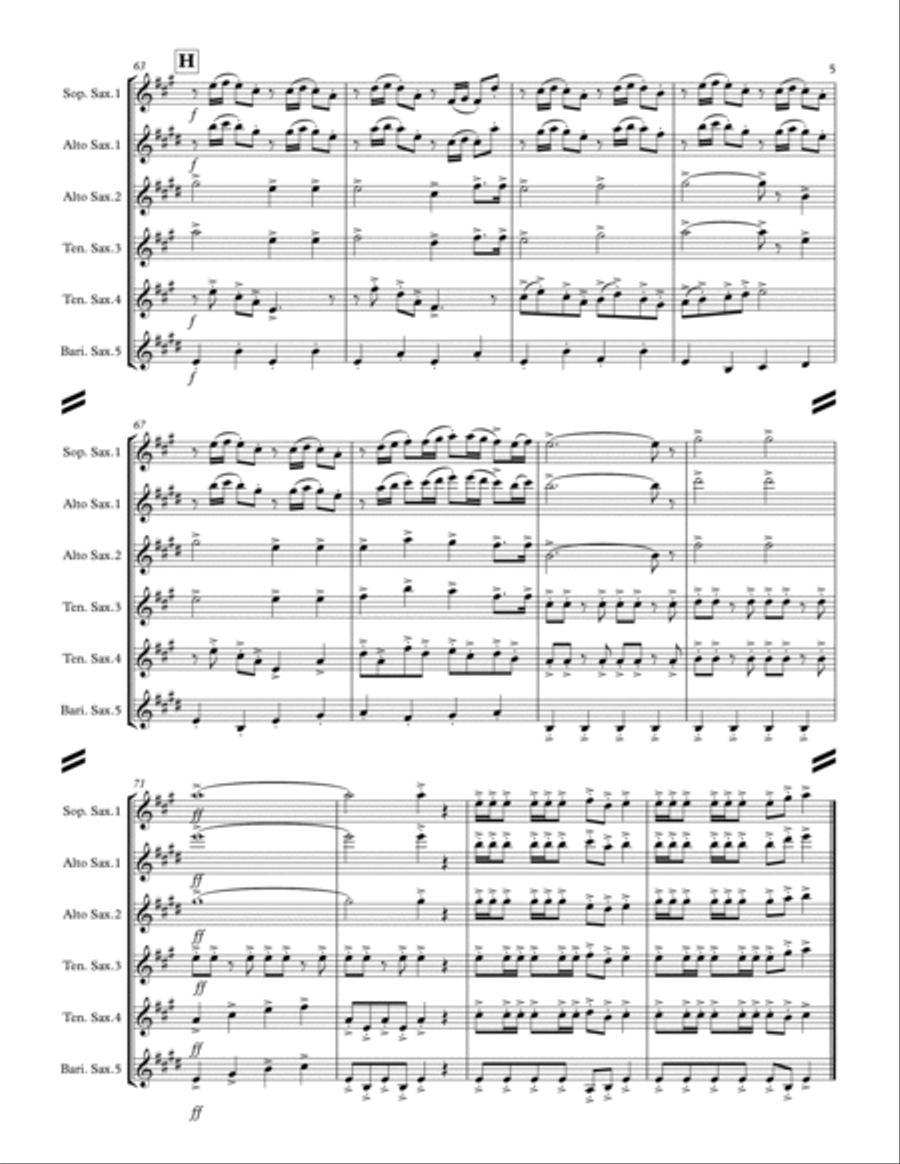 Ein Prosit (for Saxophone Quintet SATTB or AATTB) Saxophone Quintet scores gallery preview page 6