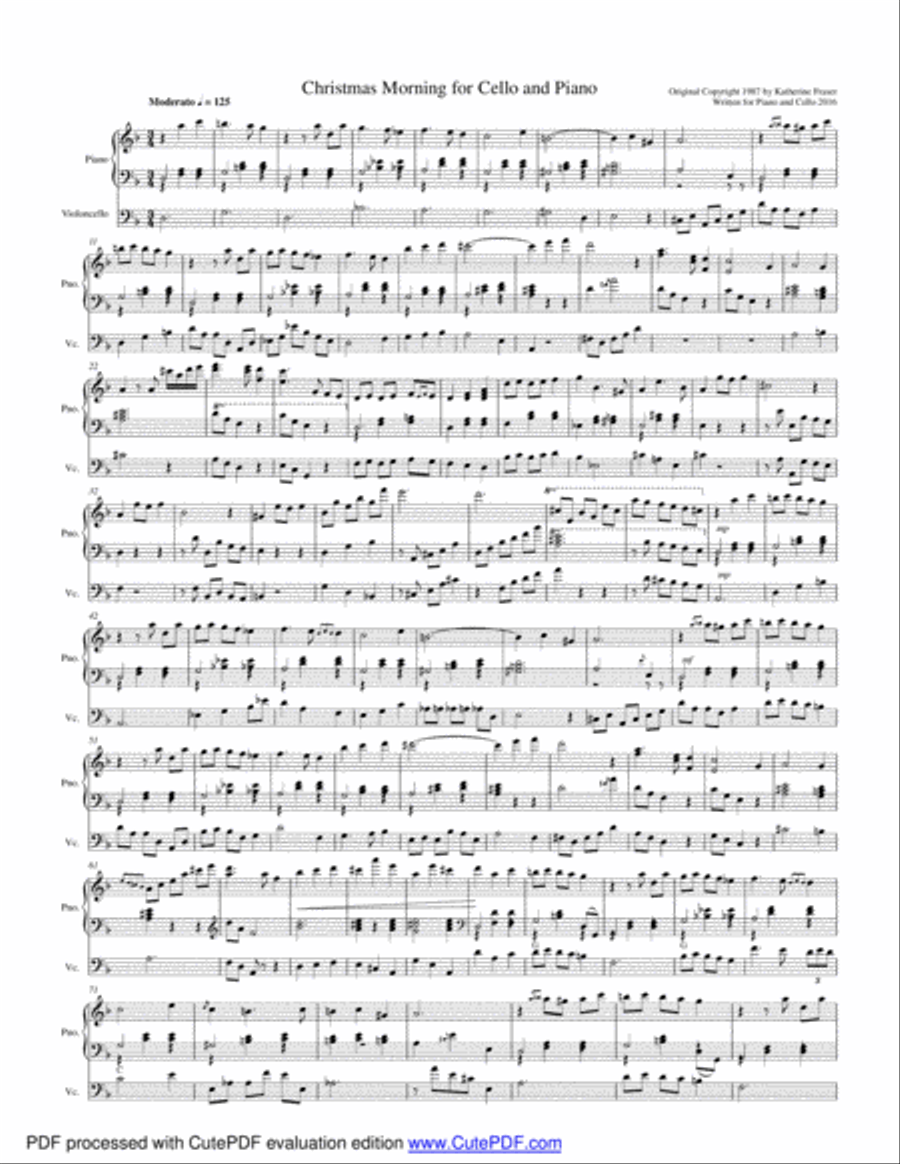 Christmas Morning for Piano and Cello Duet String Duet scores gallery preview page 1