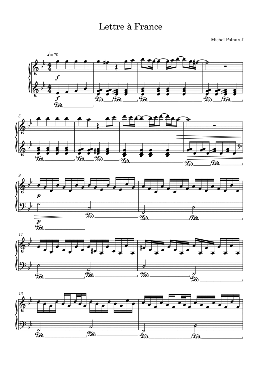 Lettre A France Piano Solo scores gallery preview page 1