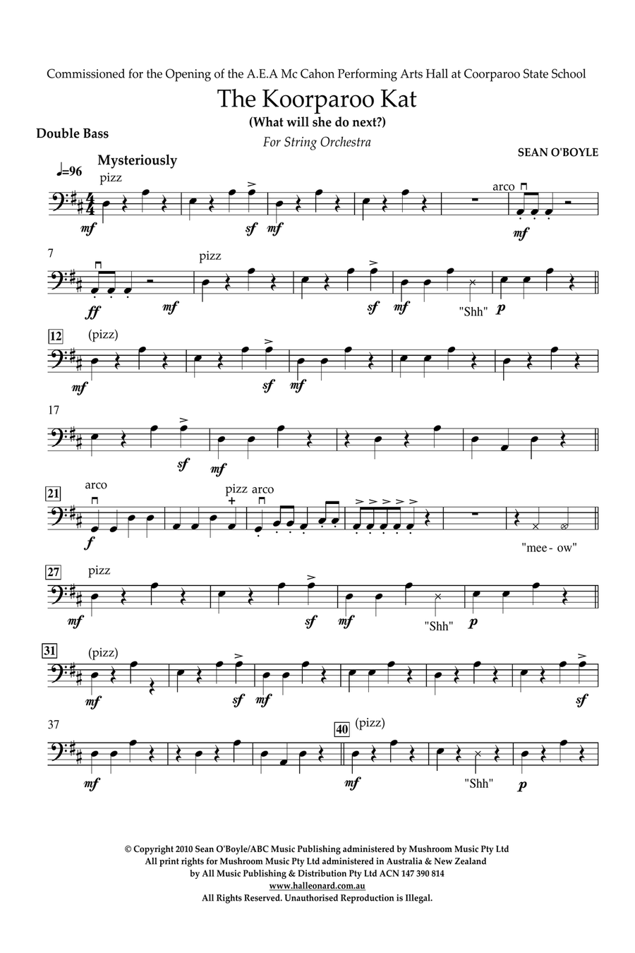 The Koorparoo Kat - Double Bass Orchestra scores gallery preview page 1