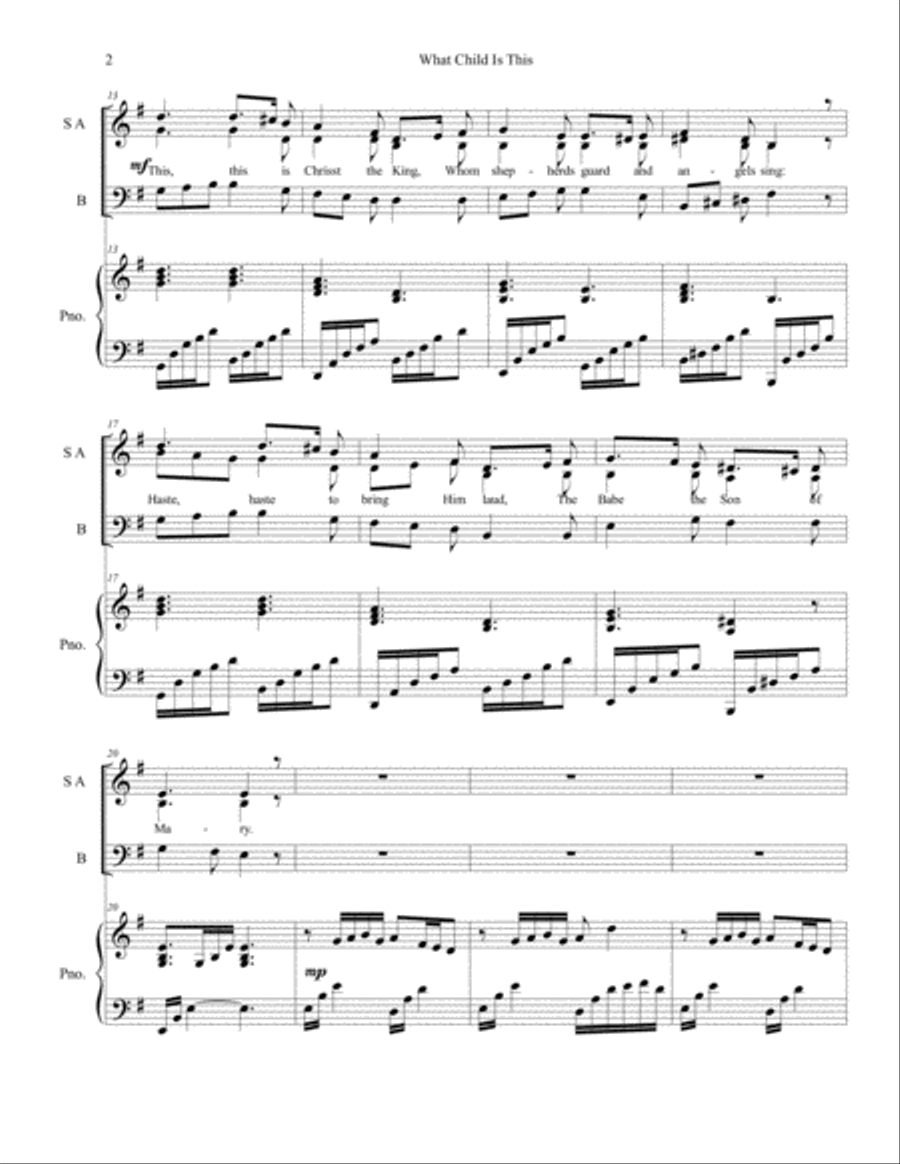 What Child Is This (SAB) 3-Part scores gallery preview page 2