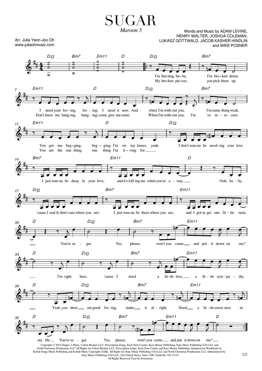 Sugar Sugar Medium Voice scores gallery preview page 1
