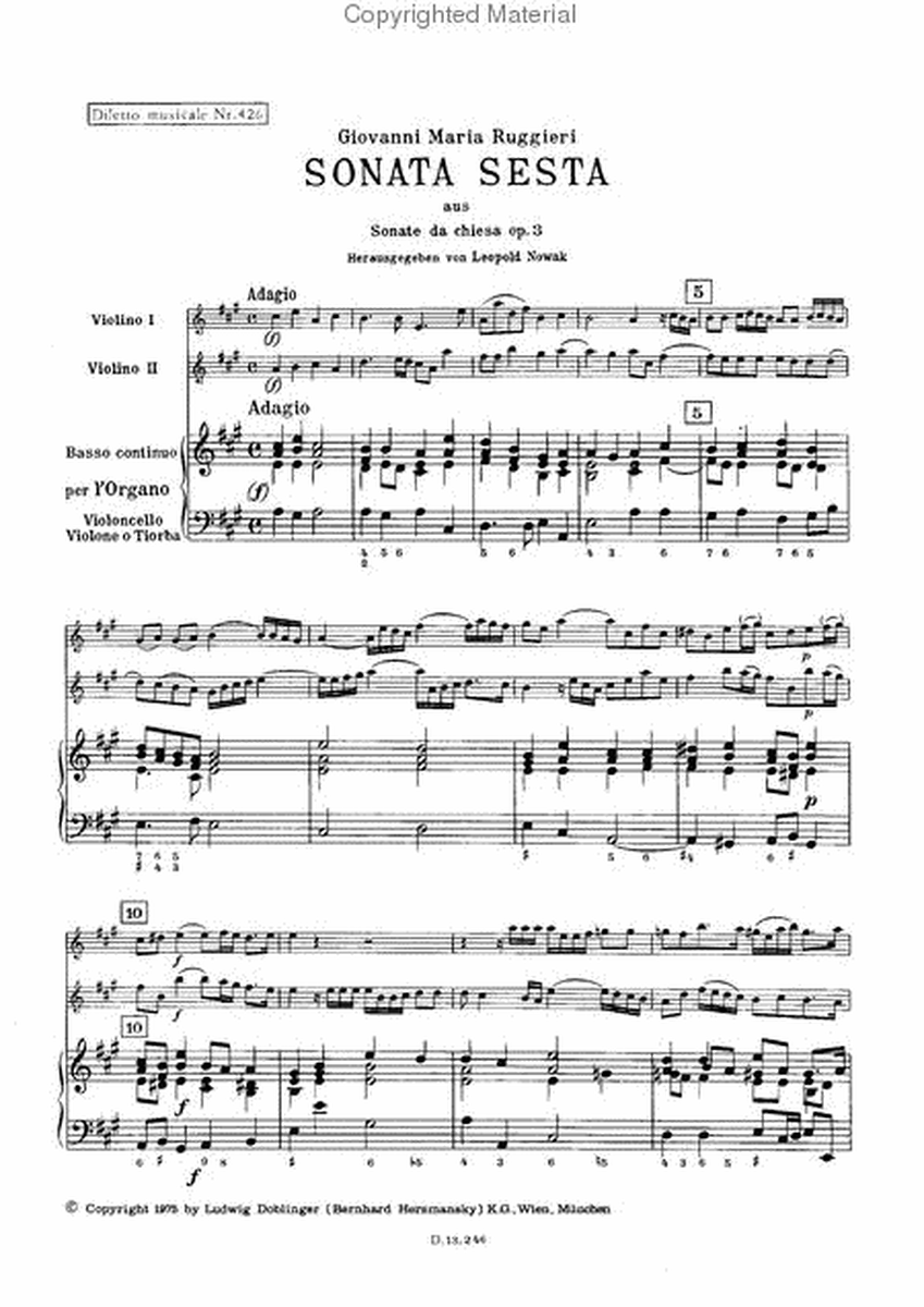 Sonata sesta A-Dur op. 3 / 6