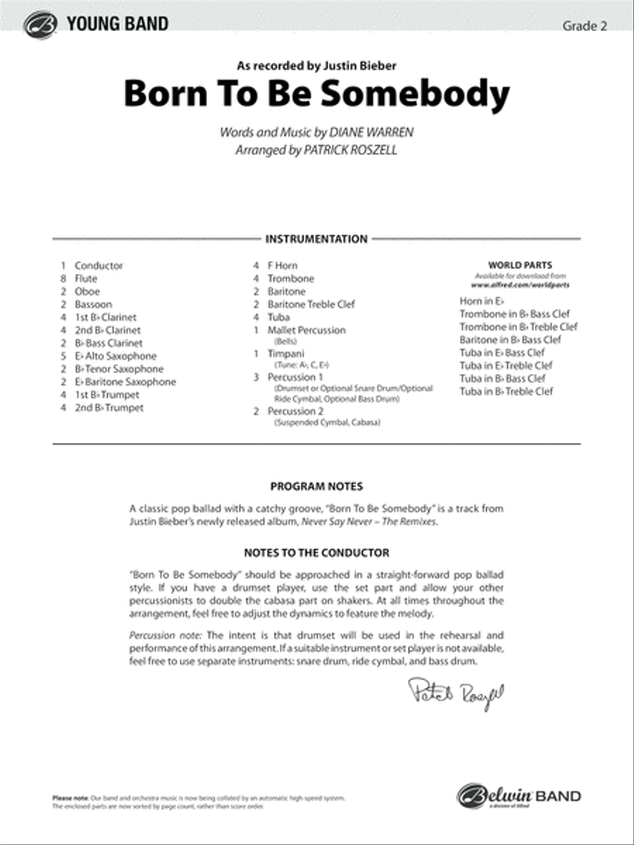 Born to be Somebody: Score Concert Band scores gallery preview page 1
