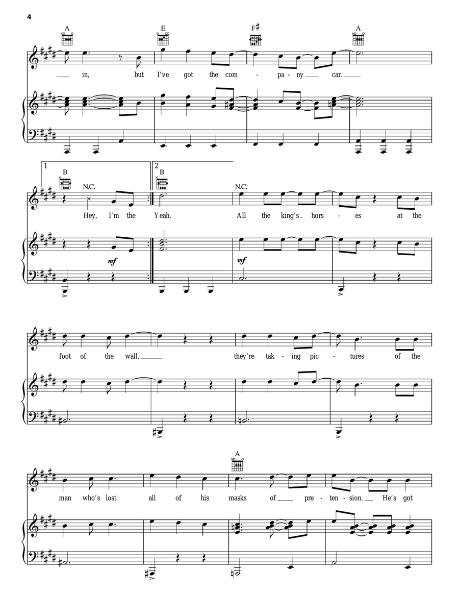 Company Car Company Car Piano, Vocal, Guitar scores gallery preview page 4