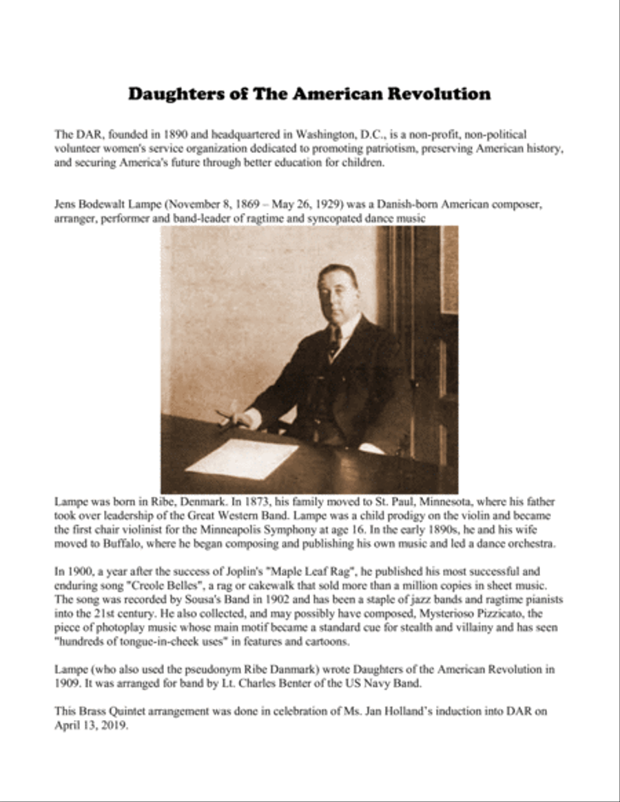 Daughters of The American Revolution for Brass Quintet Brass Quintet scores gallery preview page 2