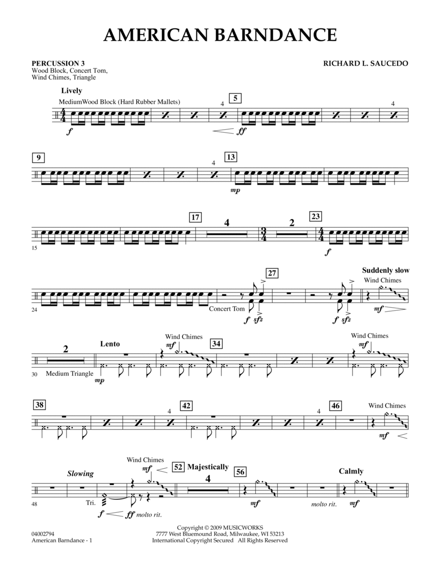American Barndance - Percussion 3 Concert Band scores gallery preview page 1