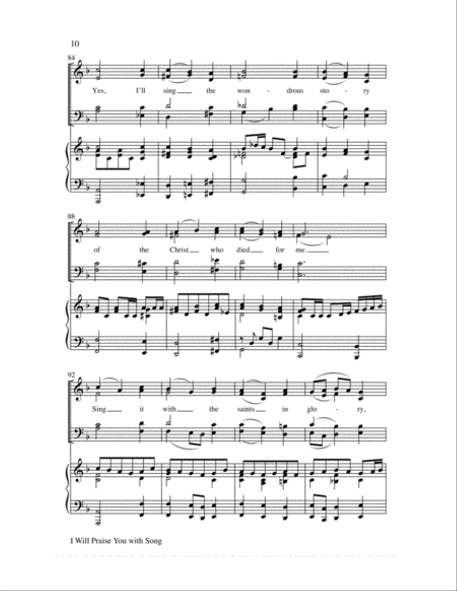 I Will Praise You with Song 4-Part scores gallery preview page 11