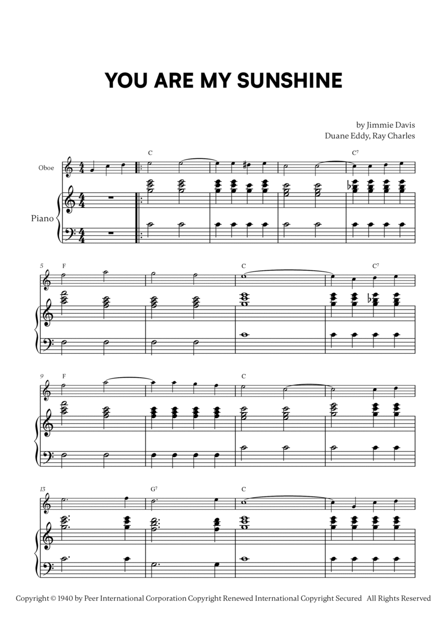 You Are My Sunshine You Are My Sunshine Piano scores gallery preview page 1