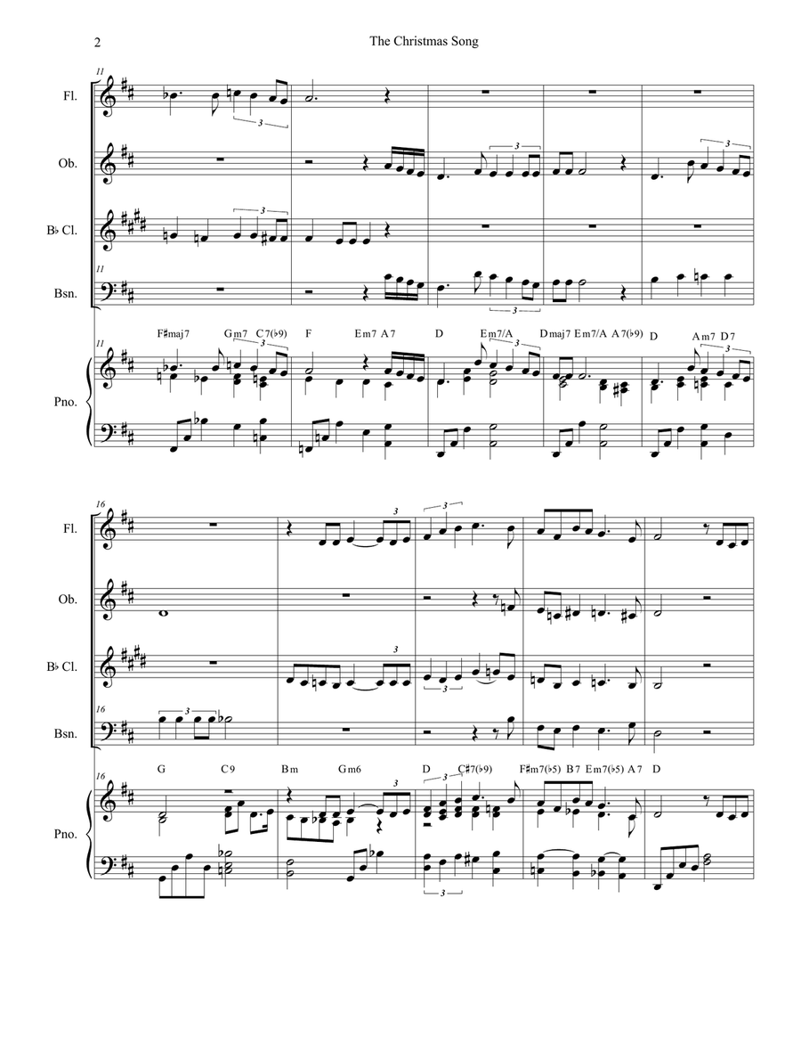 The Christmas Song (Chestnuts Roasting On An Open Fire) Woodwind Quartet scores gallery preview page 2