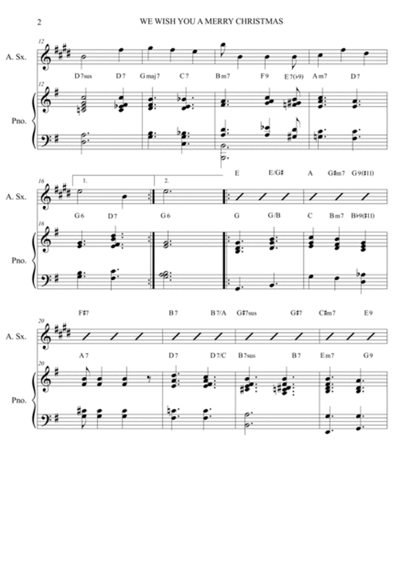 We Wish You A Merry Christmas - Jazz Version Duets Series - Score and Parts ( Alto Sax & Piano)