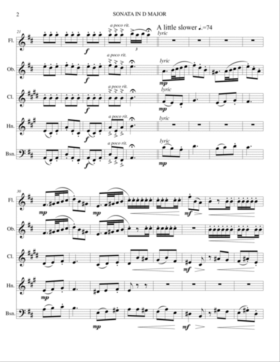 Domenico Scarlatti SONATA IN D MAJOR (K96) for WW. QUINTET Woodwind Quintet scores gallery preview page 2