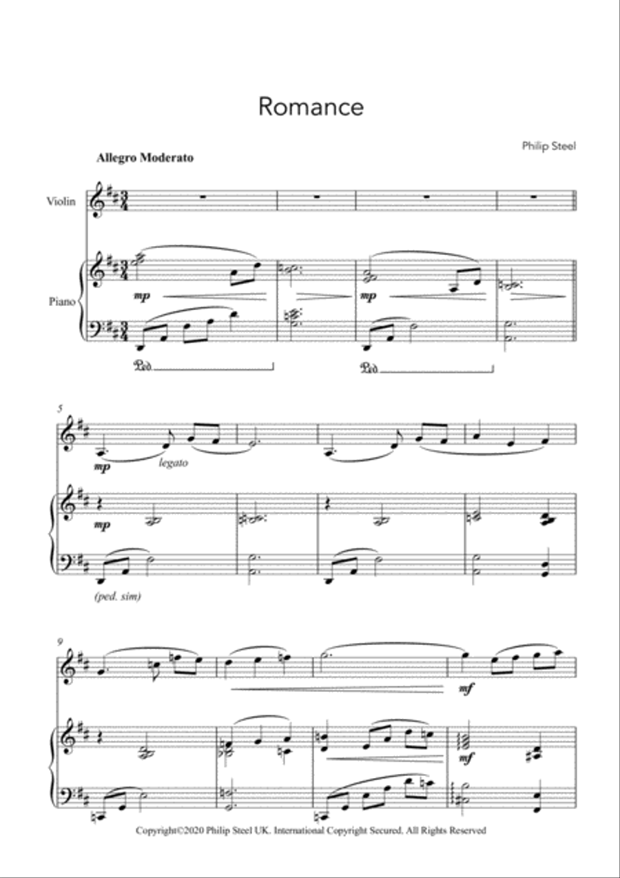 Romance - for piano and violin Violin Solo scores gallery preview page 2