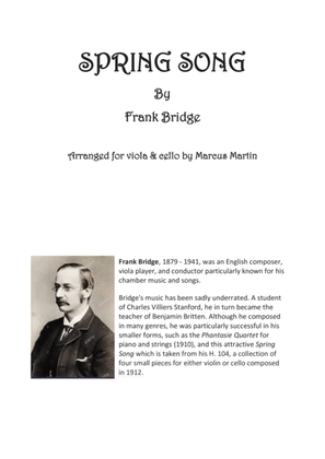 Book cover for Spring Song by Frank Bridge arranged for viola & cello