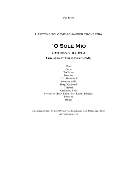 O SOLE MIÒ- Baritone solo with chamber orchera image number null