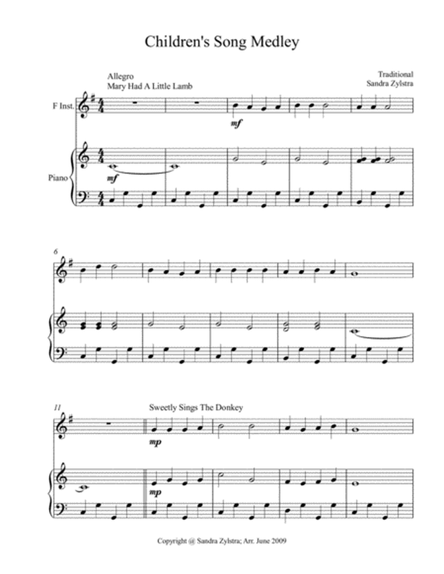 Children's Song Medley (treble F instrument solo) image number null