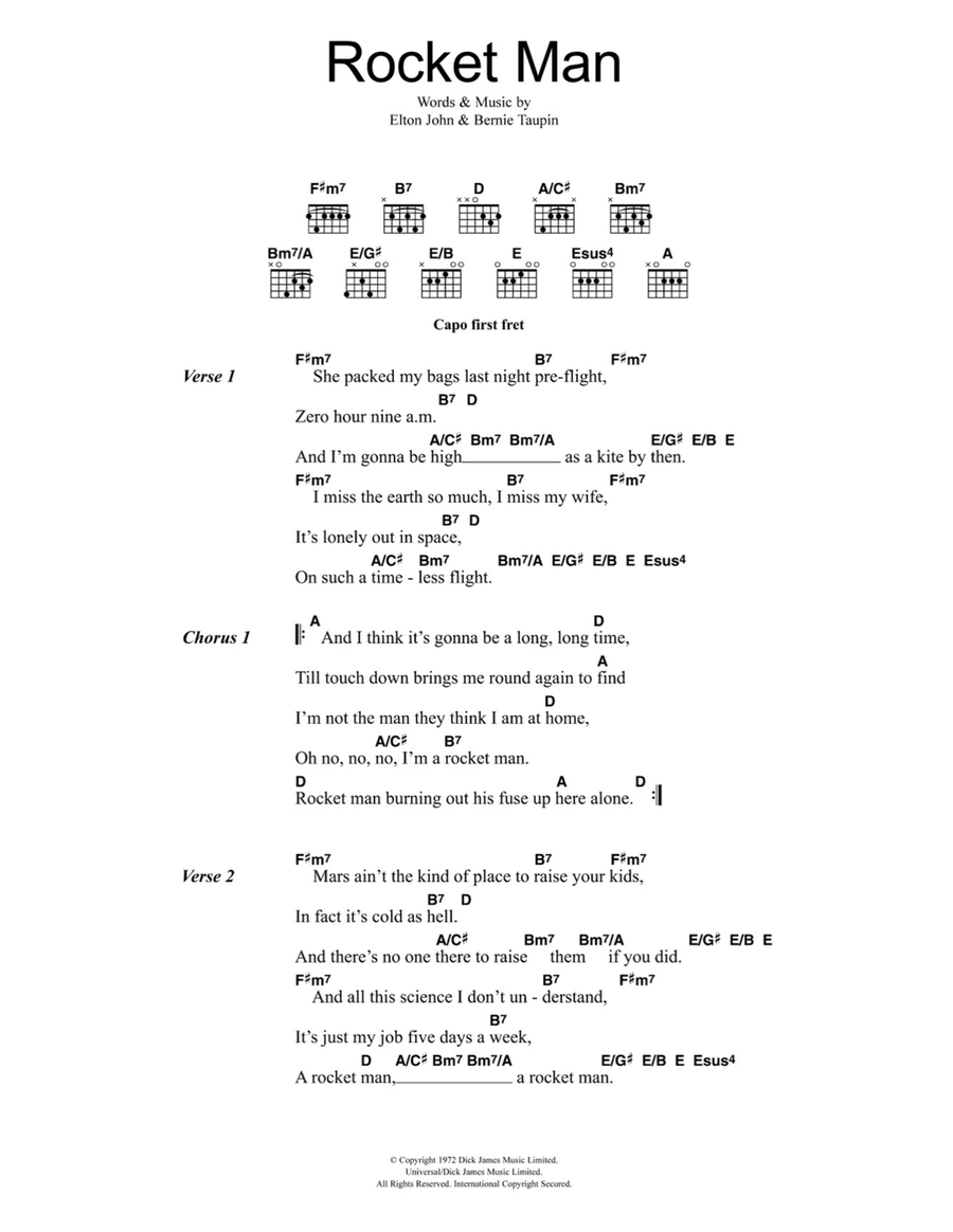 Rocket Man (I Think It's Gonna Be A Long Long Time) Acoustic Guitar scores gallery preview page 1