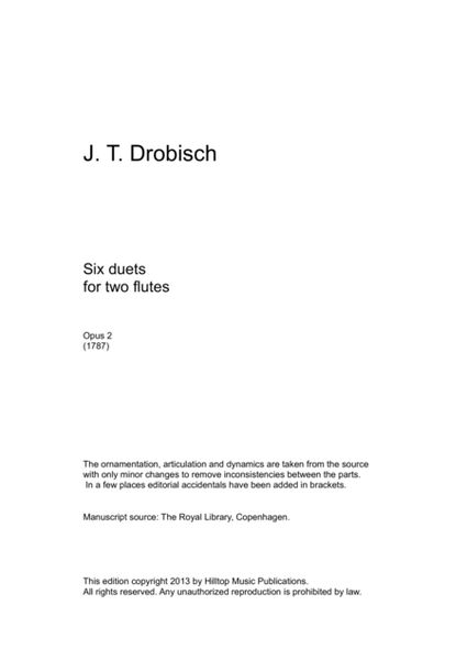 Drobisch Six Duets for Two Flutes Op. 2