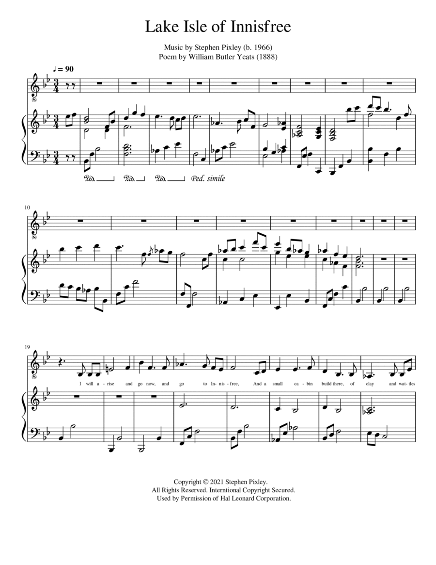 The Lake Isle of Innisfree Voice scores gallery preview page 1