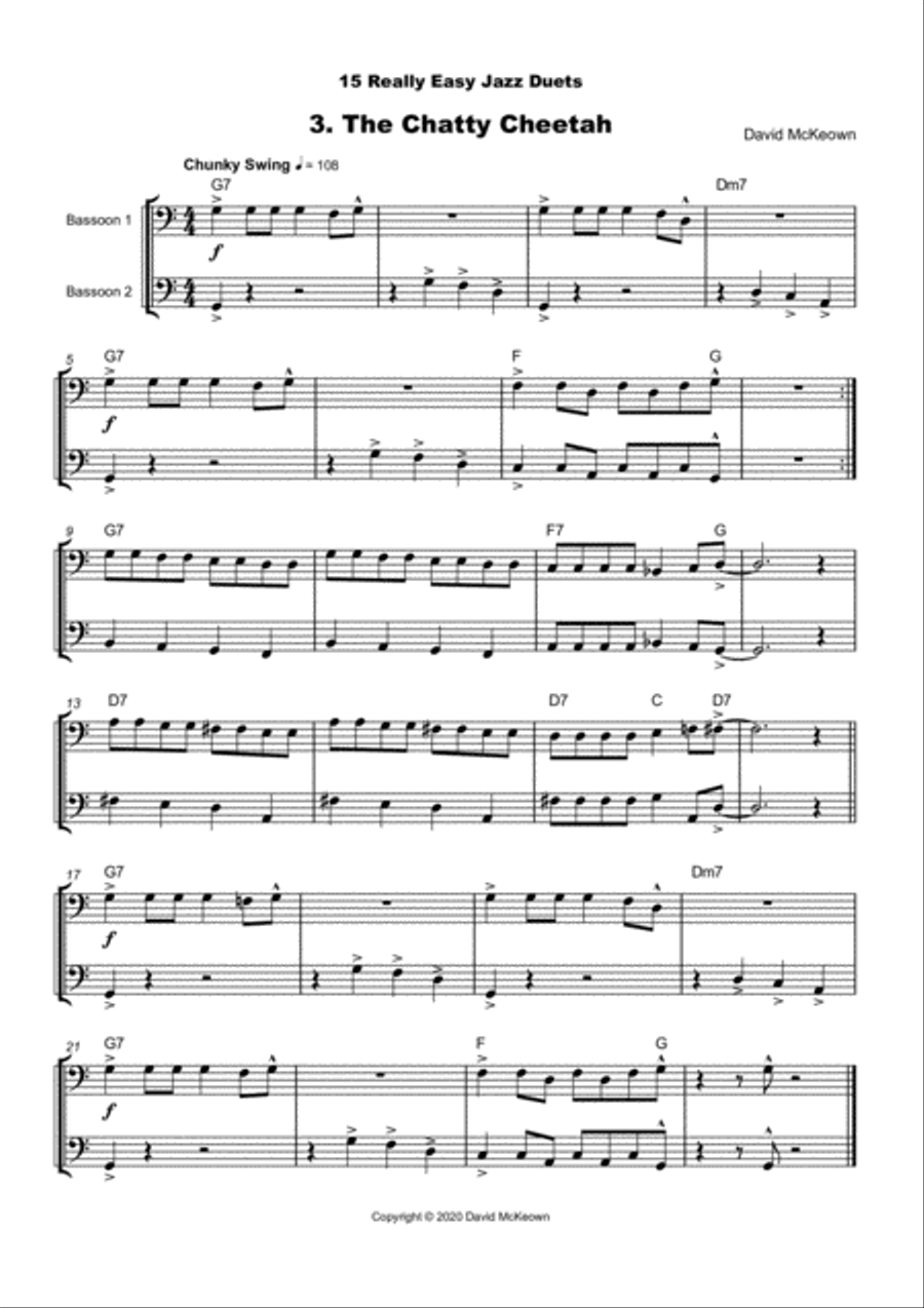 15 Really Easy Jazz Duets for Bassoon Duet Woodwind Duet scores gallery preview page 4