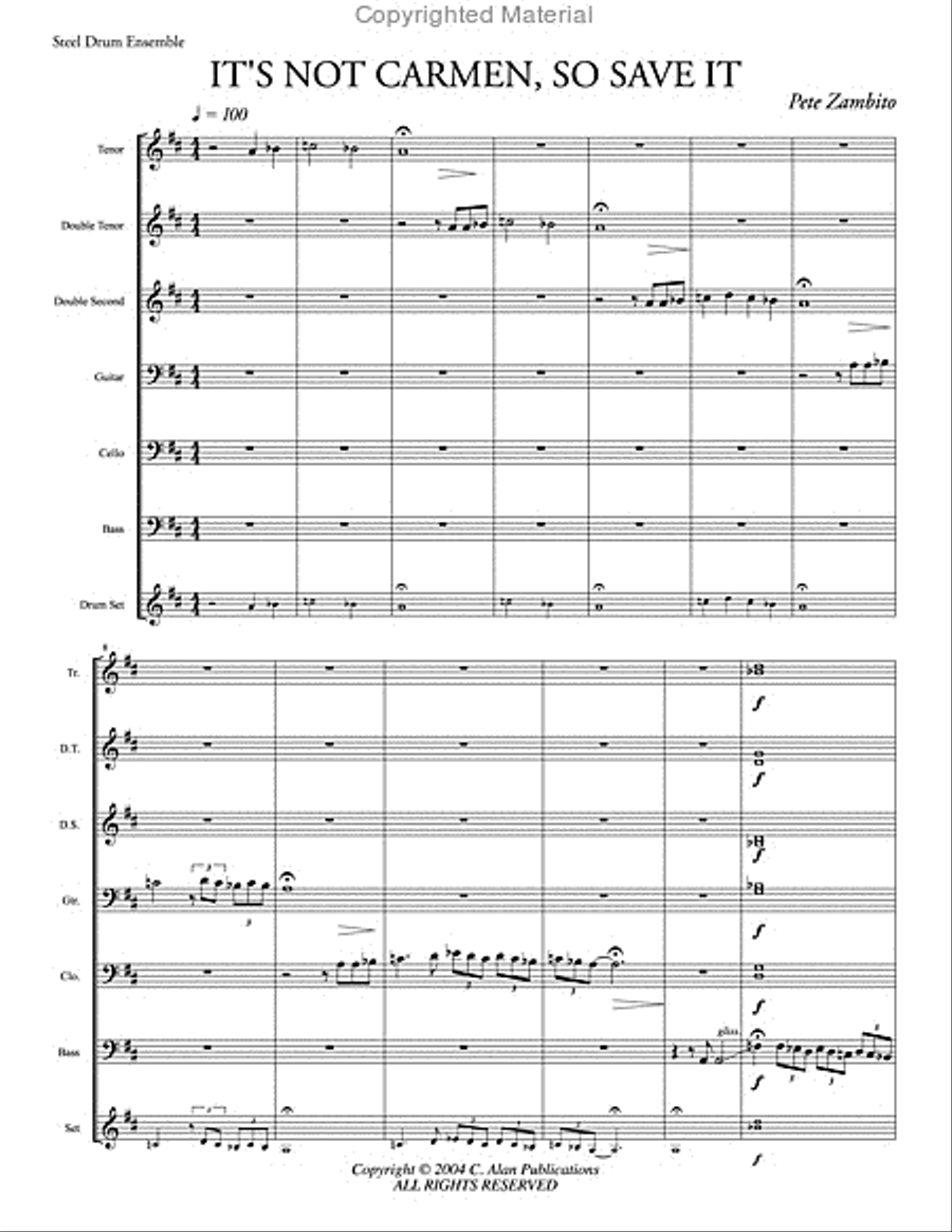 It's Not Carmen, So Save It Steel Drum Band scores gallery preview page 2