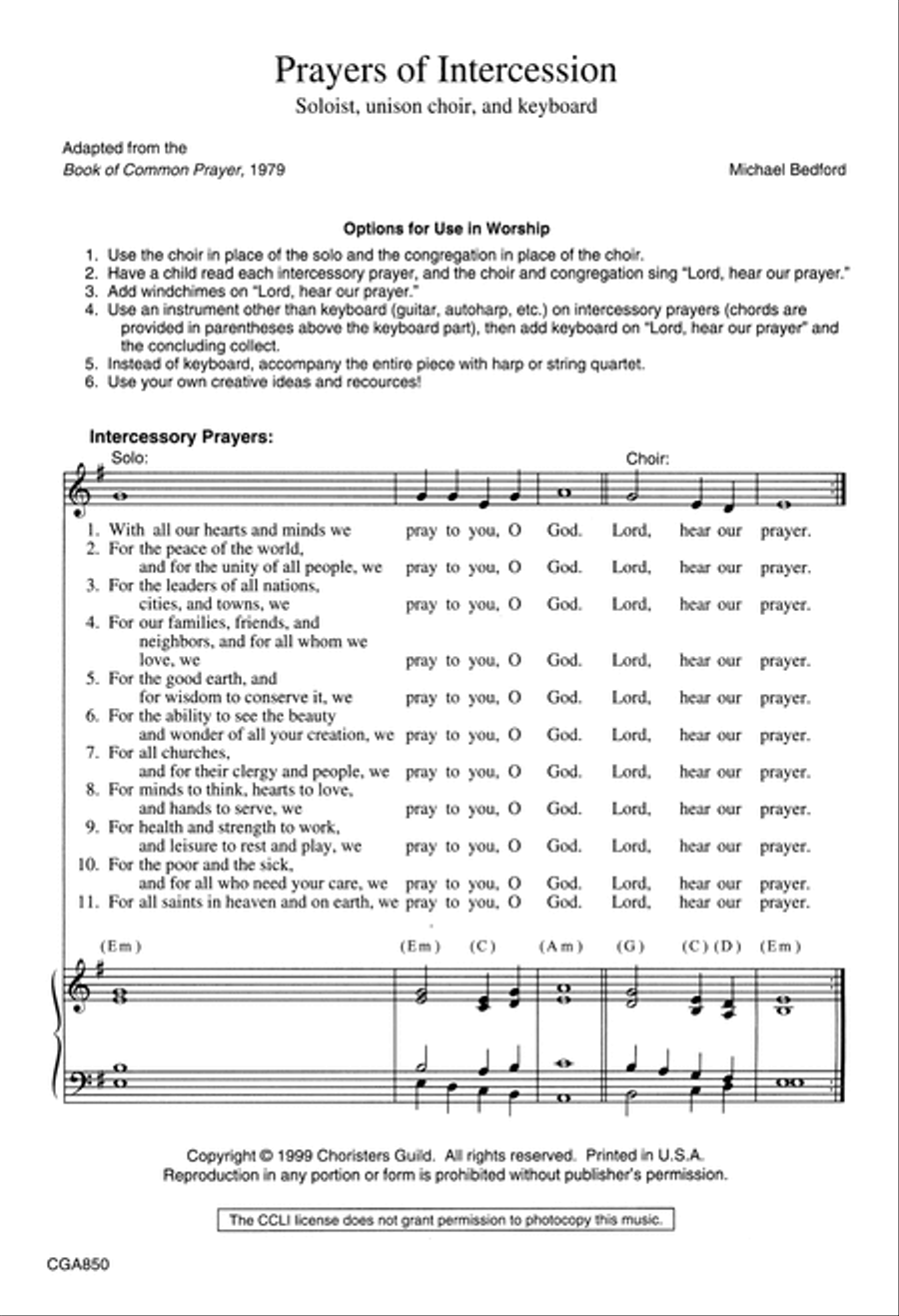 Hear Our Prayer Prayers of Intercession and Prayer Response Unison Choir scores gallery preview page 2