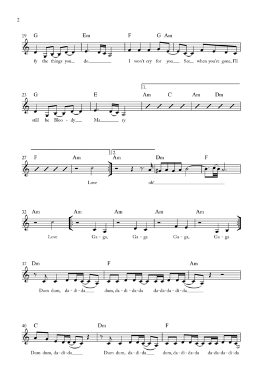 Bloody Mary Piano Solo scores gallery preview page 2