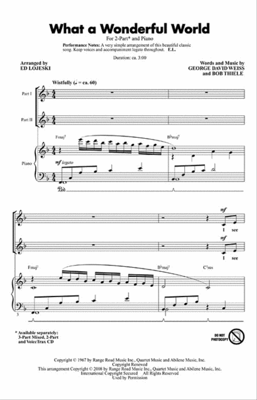 What a Wonderful World What a Wonderful World 2-Part scores gallery preview page 3