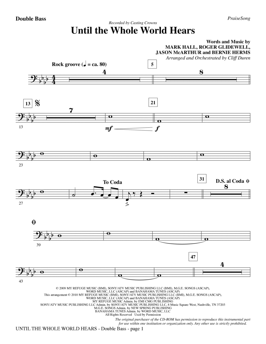 Until The Whole World Hears - Double Bass Choir scores gallery preview page 1