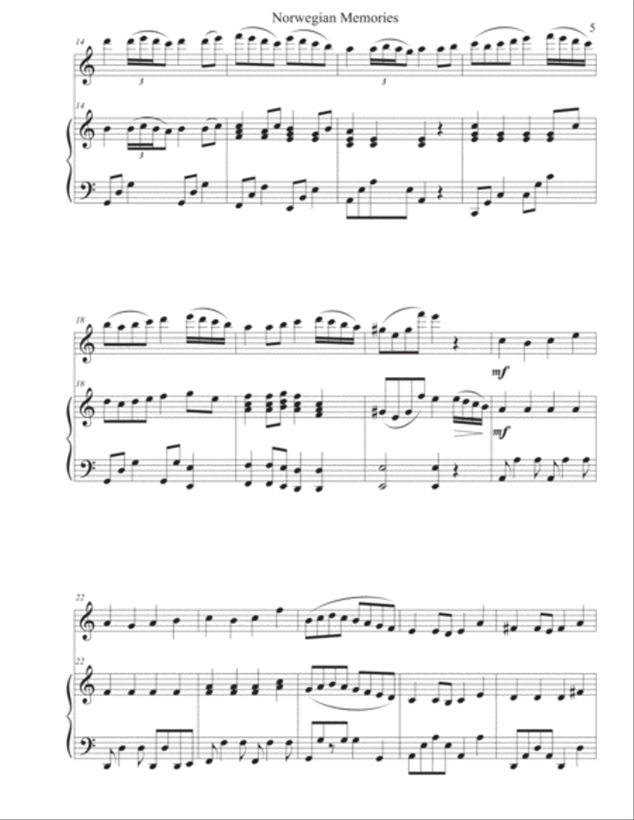 Norwegian Memories for Flute and Piano Flute Solo scores gallery preview page 6