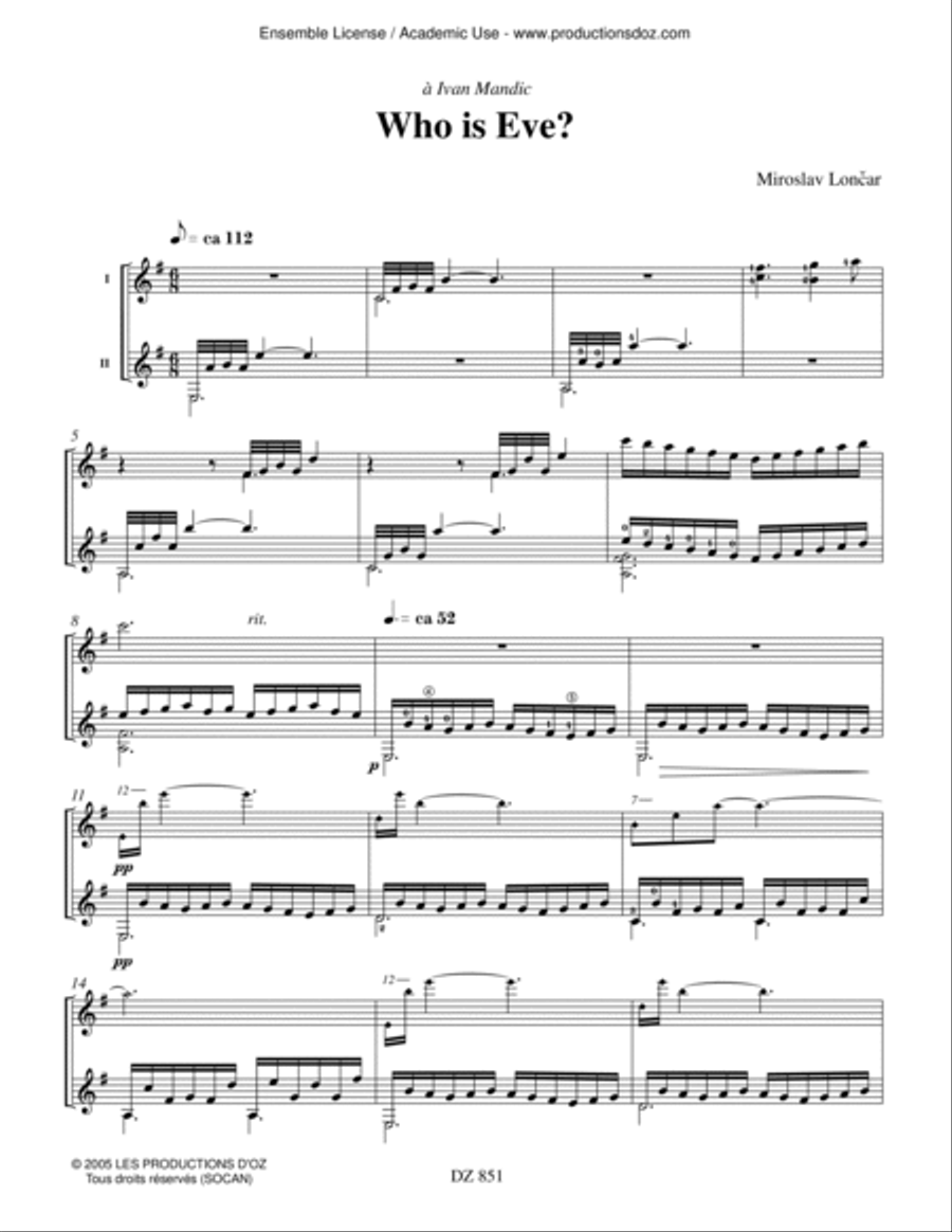 Who is Eve? Classical Guitar scores gallery preview page 3