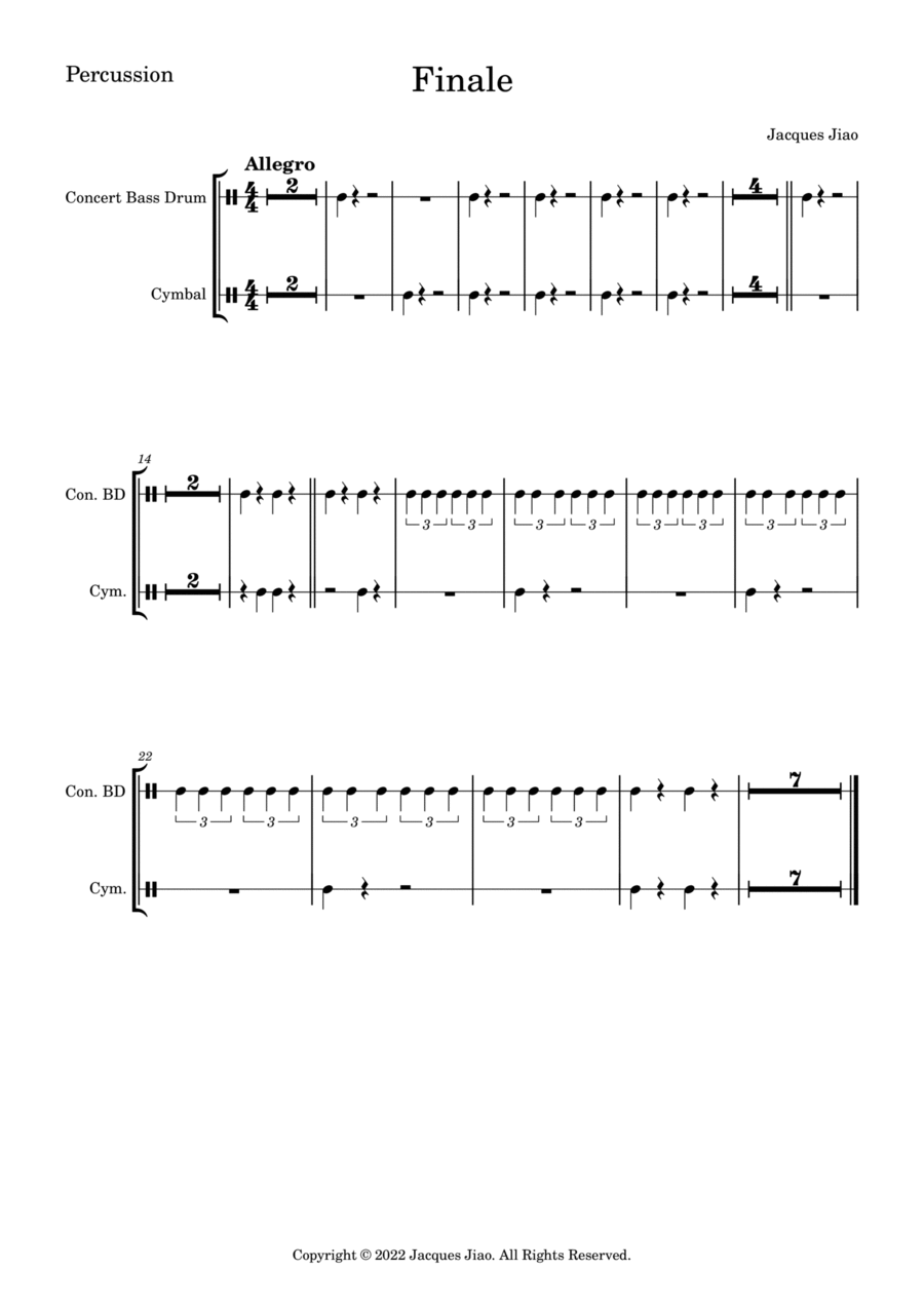 Finale, Op. 17 No.4, Part for Percussion Percussion scores gallery preview page 1