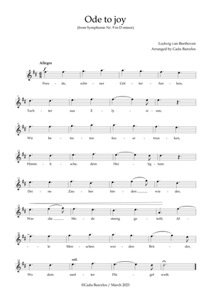 Ode to joy - Beethoven Lead sheet