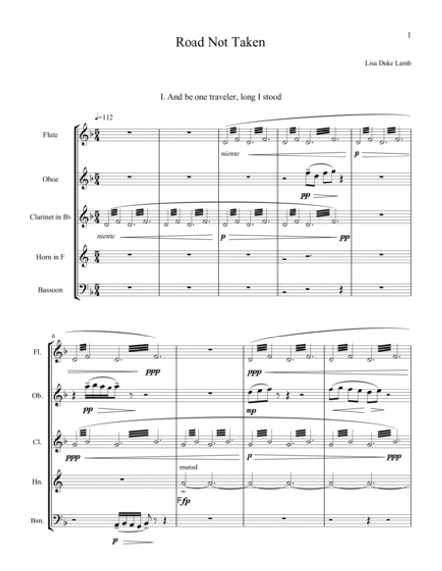 Road Not Taken Woodwind Quintet scores gallery preview page 2