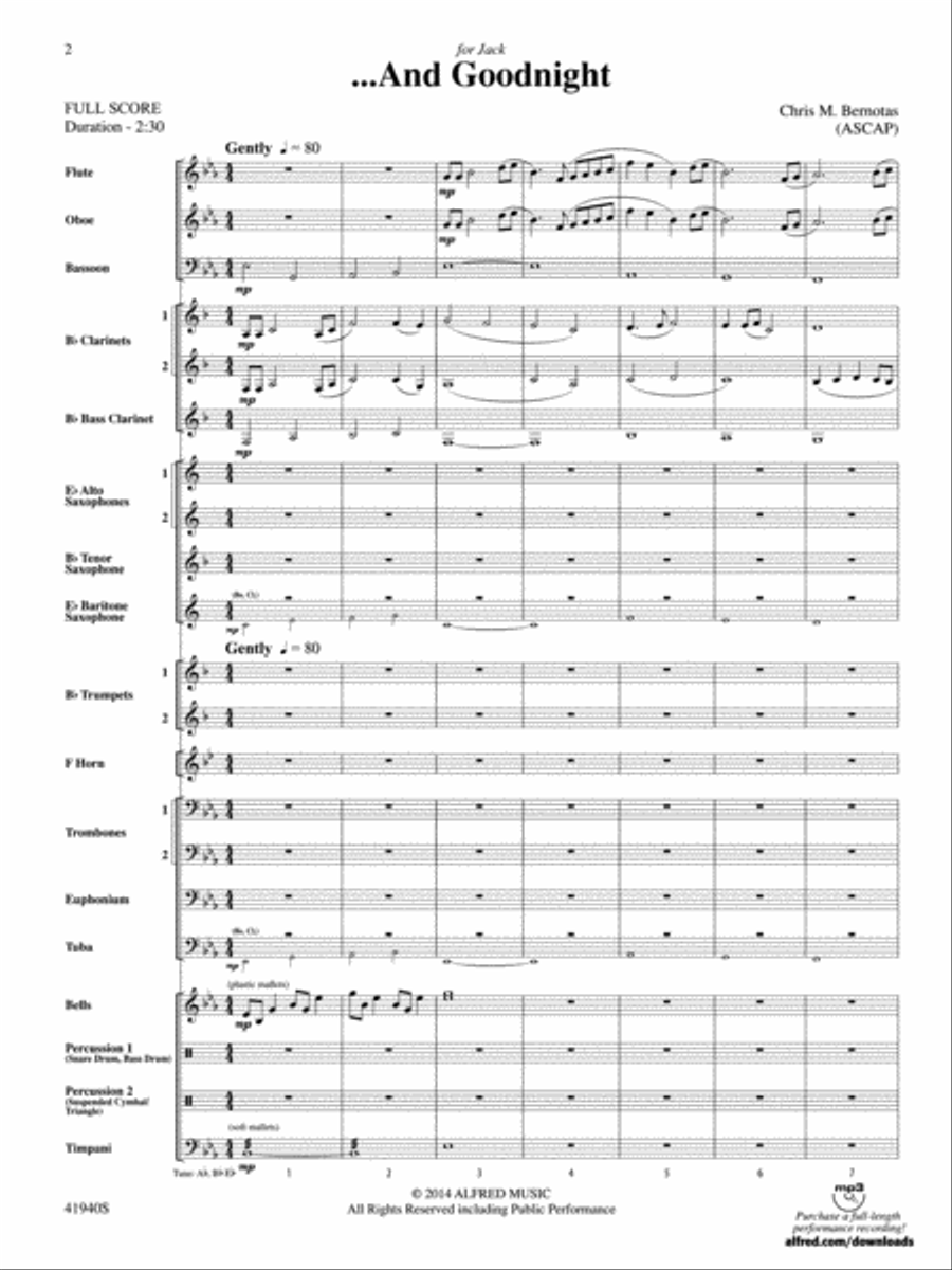 . . . And Goodnight: Score Concert Band scores gallery preview page 2