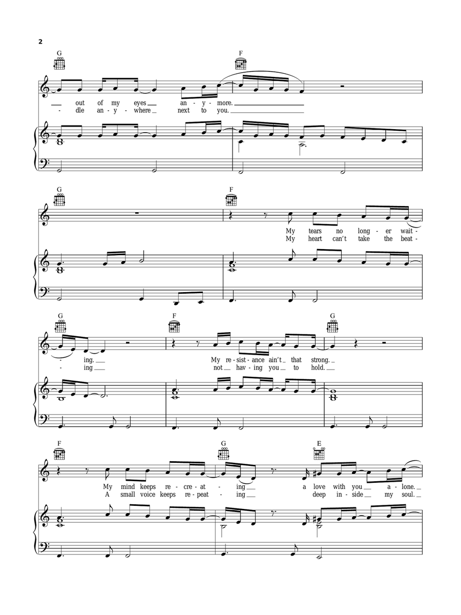 Anymore Piano, Vocal, Guitar scores gallery preview page 2
